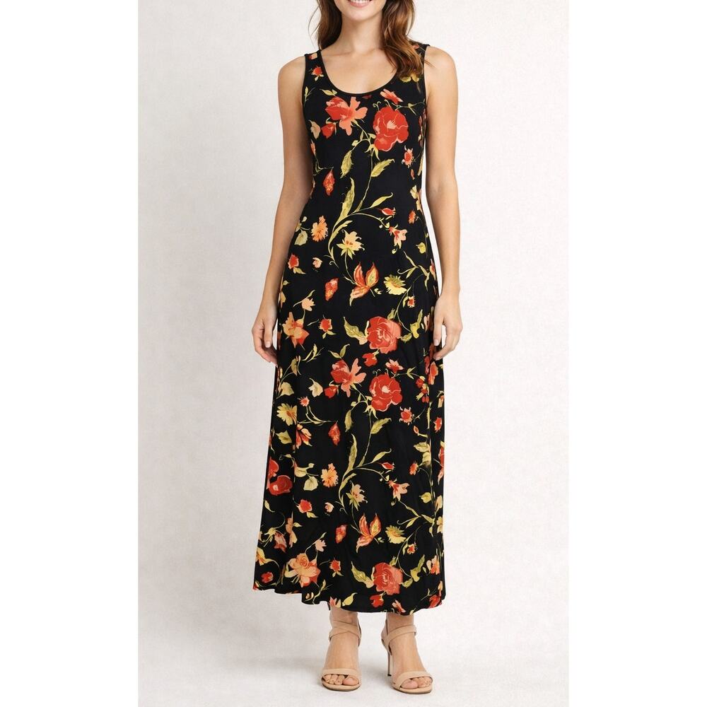 Windridge by Cheryl Nash Women’s Black Floral Sleeveless Maxi Dress – Size Small